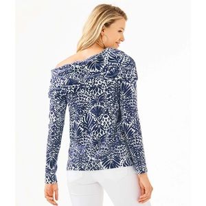 Lilly Pulitzer Belinda Velour Off the Shoulder Sweater